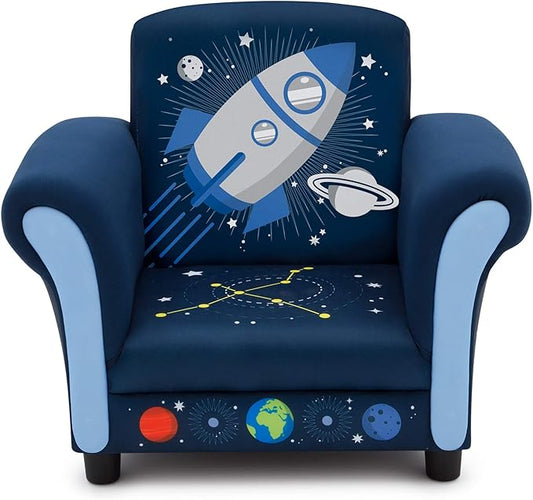 Delta Children Space Adventures Kids Upholstered Chair, Blue