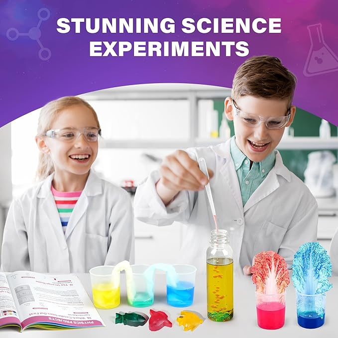 Science Kit for Kids, 105 Science Lab Experiments, STEM Project Educational Toy with Volcano Erupting, Crystal Growing, Chemistry Set, Science Toys, Boys Girls Birthday Gift Ideas, Ages 6+