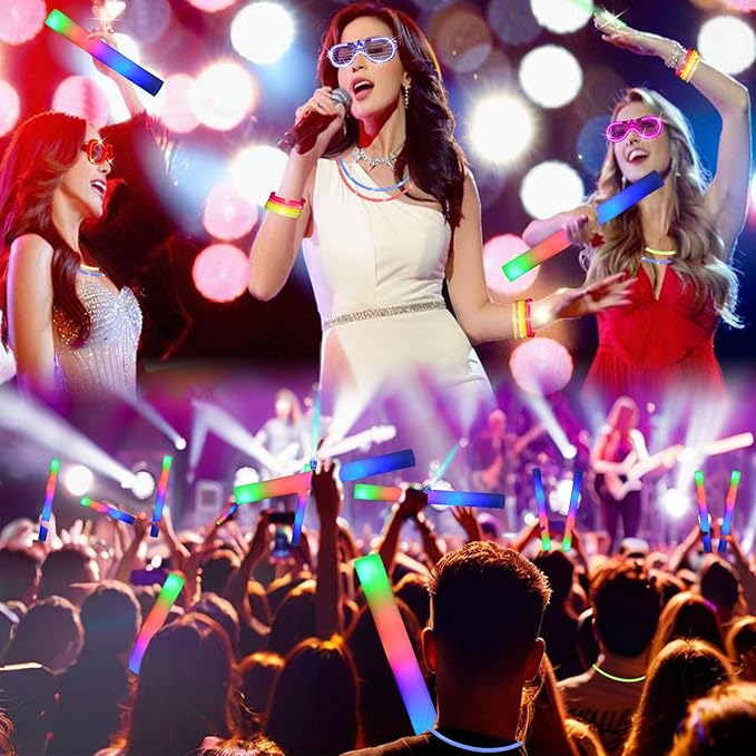 280 PCS Glow in the Dark Party Supplies 20 PCS Foam Glow Sticks 20 PCS LED Glasses 40 PCS Finger Lights 200 PCS Glow Sticks Bracelets Neon Glow Party Favors Christmas Wedding Birthday Concert New Year
