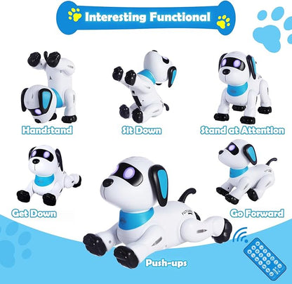 yiman Remote Control Robot Dog Toy – Programmable Smart Robot Dog for Kids 3+, Interactive Dancing & Sound, RC Stunt Toys with LED Eyes, Electronic Pet Toy for Boys & Girls Gifts (Pink)