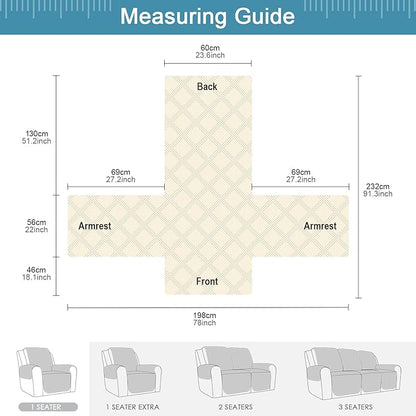 TAOCOCO 100% Waterproof Recliner Chair Cover, Non Slip Recliner Covers for Recliner Chair with Pocket, Washable Reclining Chair Cover Furniture Protector for Kids, Pets(Recliner Chair, Sky Blue)