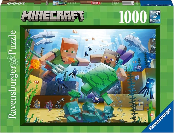 Ravensburger Minecraft Mosaic - 1000 Piece Jigsaw Puzzle for Kids and Adults | Unique Softclick Technology | Vibrant, Glare-Free Imagery | FSC Certified Eco-Friendly Material