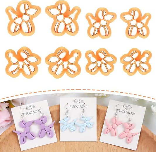 Puocaon Balloon Dog Clay Cutters - 8 Pcs Polymer Clay Cutters for Jewelry Making, Mirrored Balloon Dogs Animal Clay Earring Cutters, Cute Clay Cutters for Polymer Clay Earrings Making Balloon Dogs