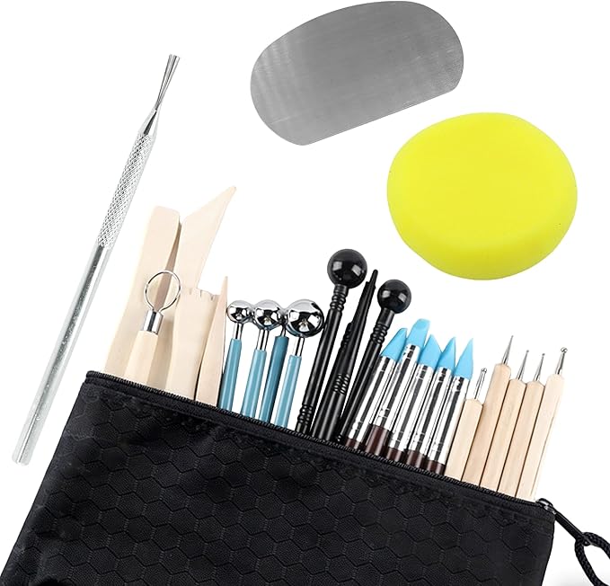 27 PCS Clay Tools Kit | Practical Polymer Clay Sculpting Set for Adults | Ideal for Air Dry Clay Pottery Craft, Dotting, Carving, Drawing, Molding, Modeling, Shaping, Baking