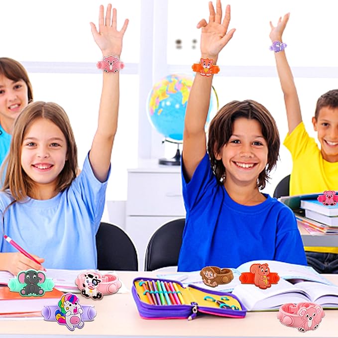 Party Favors for Kids Pop Bracelets 24 PACK Animal Fidget Bracelets,Birthday Gifts,Goodie Bag Stuffers,Carnival Prizes,Classroom Prizes
