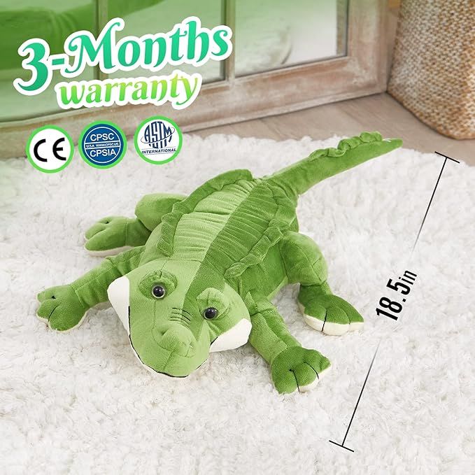 Athoinsu Cute Alligator Stuffed Animal Hugging Soft Realistic Crocodile Plush Toy Pillow Birthday Children's Day Christmas for Toddler Kids Boys, 18.5''