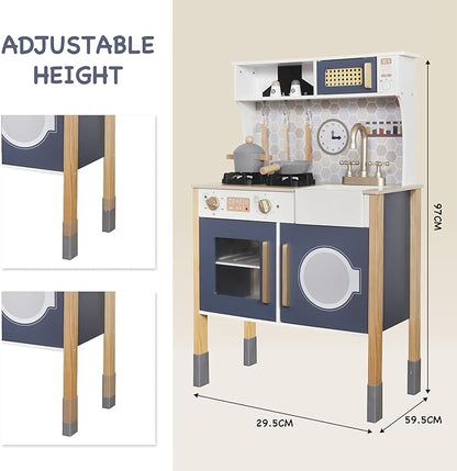 Toy Kitchen Playset for Kids, Electronic Play Stove with Light&Sounds, Pretend Play Cooking Toys Kitchen Set with Cookware Accessories,Toddlers Kitchens Toys Festival Gift for 3+ Year Old Boys Girls