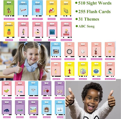 ABC Learning Toddler Girl Toys Talking Flash Cards with 510 Sight Words, Montessori Educational Toys for 2 3 4 5 6 Year Old, Pocket Speech Therapy Materials, Autism Sensory Toys, Birthday Gift Ideas