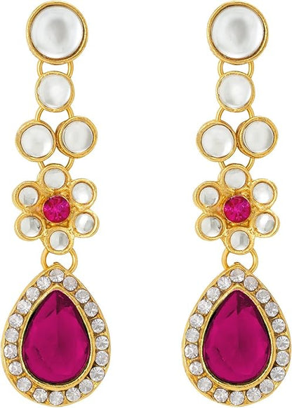 Aheli Traditional Gold Plated Kundan Beads Studded Choker Necklace Dangle Earrings & Maangtikka Set Ethnic Fashion Jewellery Gift for Women