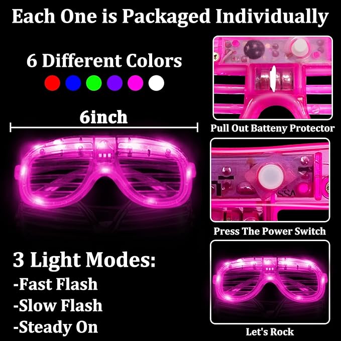 148 PCS Glow in the Dark Party Supplies- 24 Pcs 16" Foam Glow Sticks, 24 Pcs LED Glasses, 100 Pcs Glow Sticks Necklaces Bracelets Light Up Party Favors Football Party Supplies Wedding Birthday Concert