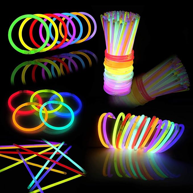 JOYIN 400 Pcs 8" Glowsticks, Bracelets Necklaces, Glow in the Dark Party Favors, Easter, Christmas, Halloween Supplies Pack, Football Party Supplies