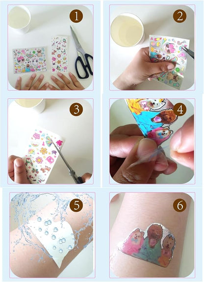 Kids Makeup Set Glitz Fun Tattoo DIY Set Glitter Tattoo Sets Playing Sticker Stencil Set Kids Toys for Birthday Gifts