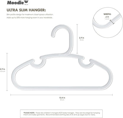 Recycled Plastic Kids Hangers | 13.5" Heavy Duty Kids Clothes Hangers | Bulk Pack Childrens Hangers, Large Child Hangers | Toddler Hangers (2-12yrs | 25 Pack, White)