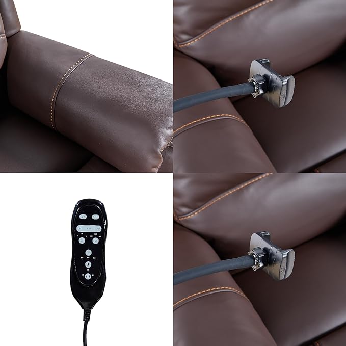 Recliner Chairs for Adults, Power Lift Recliner Chair with Heating and Phone Holder, Zero Gravity Massage Chair, Chair with Side Pockets and USB Charge Ports, for Living Room,Brown