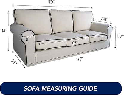 PureFit Reversible Quilted Sofa Cover, Water Resistant Slipcover Furniture Protector, Washable Couch Cover with Non Slip and Elastic Straps for Kids, Dogs, Pets (Sofa, Blue/Ivory)