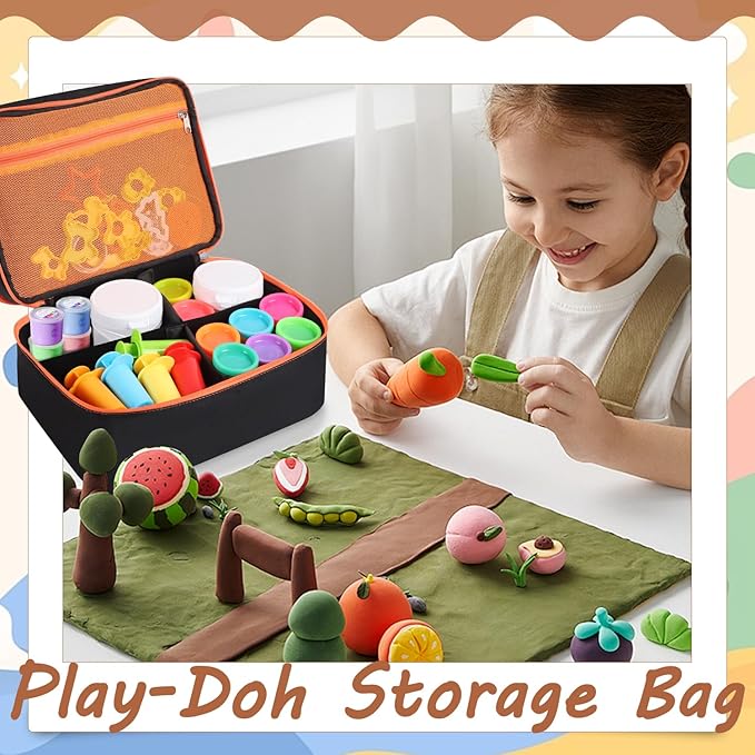 Hard Travel Case for Play-Doh Modeling Compound, Playdoh Set Storage Bag Carrying Case for Playdough Dough Tool Kit Organizer Container, Bag Only