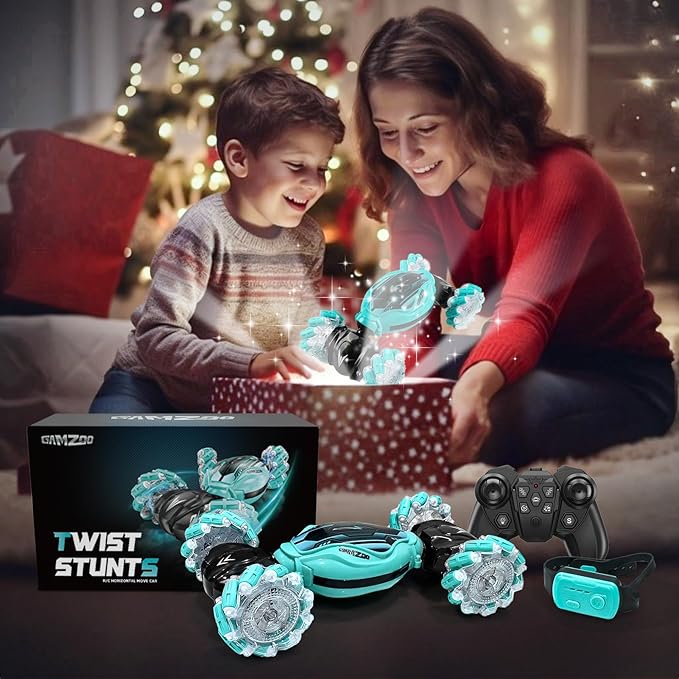 Gesture Sensing Stunt RC Car - Remote Control Gesture Sensor Toy Cars for 7 8 9 10 11 12 Year Boys 2.4GHz 4WD - Double Sided Rotating Off Road Vehicle Kids Birthday