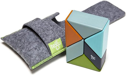 6 Piece Tegu Pocket Pouch Prism Magnetic Wooden Block Set, Nelson