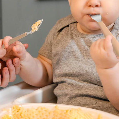 CoixFoam 8 Pieces Toddler Utensils, Toddler Safe Silverware Set With Food Grade Silicone Hanlde, 18/8 Stainless Steel, Perfect Length For New Self Feeders, Dishwasher Safe
