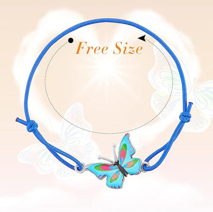 Hicarer 24 Pcs Butterfly Bracelets Party Favors Friendship Bracelets Colorful Adjustable Woven Bracelets for Women Girls Kids Butterfly Fairy Party Favors Christmas Birthday Gifts
