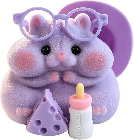 Handmade Taba Squishy Hamster Toy, Cute Squishy Hamster Fidget Toy, Realistic Soft Silicone Mochi Furry Toy, Stress Relief Gift for Adults & Kids, Sensory Anxiety Plushie (Purple)