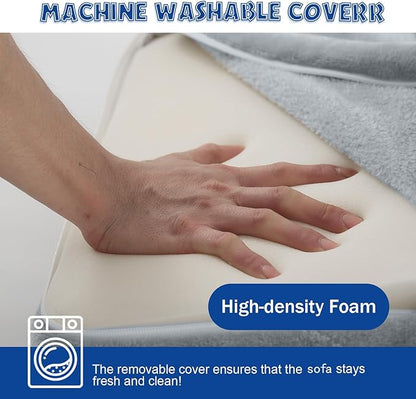 MeMoreCool Toddler Couch Fold Out Sofa Bed, Kids Lounge Chair Foldable Floor Lounger, 3-in-1 Folding Children Chair Bed, Pull Out Recliner for Toddlers 1-3, Grey