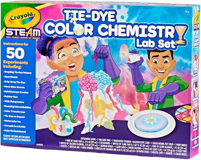 Crayola Tie Dye Color Chemistry Set for Kids, STEAM/STEM Activities, Educational Toy, Ages 7, 8, 9, 10
