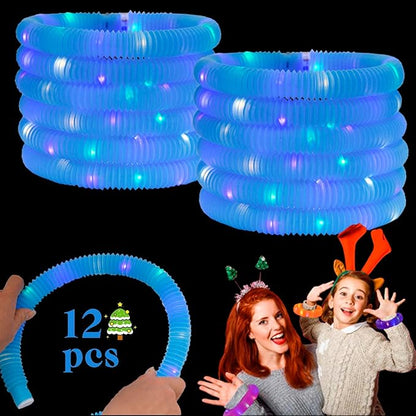Light Up Glow Necklaces Bracelets Party Favors Accessories for Toddlers, Glow Sticks Pop Tubes for kids, Glow Birthday Camping Wedding Party Supplies Decorations for Boys Girls (Blue 12-pack)