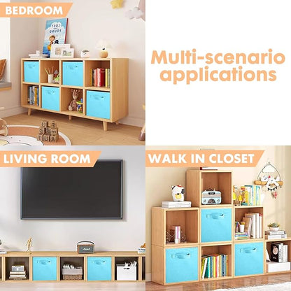 ShellKingdom Foldable Fabric Storage Cubes And Cloth Organizer Drawer For Closet And Toys, 6 Pack (Light Blue)