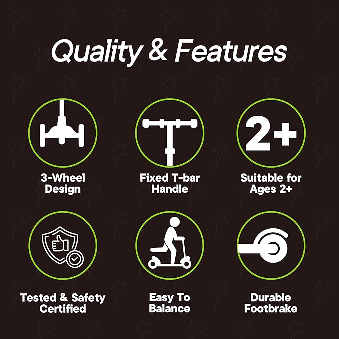 3 Wheel Scooter for Kids, Smooth Light Up LED Front Wheels, Wide Anti Slip Deck, Rear Foot Brake, Easy Lean to Steer Maneuvering, Indoor & Outdoor Ride On Toys for Ages 2 Up,