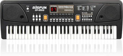 LeeQee Digital Keyboard Piano for Kids & Beginners, 61 Keys Multifunction Electric Piano Keyboard with Microphone, Educational Instrument Musical Toy for 3-12 Years Old Boys Girls (Black)