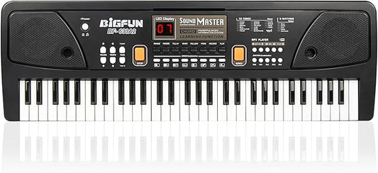 LeeQee Digital Keyboard Piano for Kids & Beginners, 61 Keys Multifunction Electric Piano Keyboard with Microphone, Educational Instrument Musical Toy for 3-12 Years Old Boys Girls (Black)