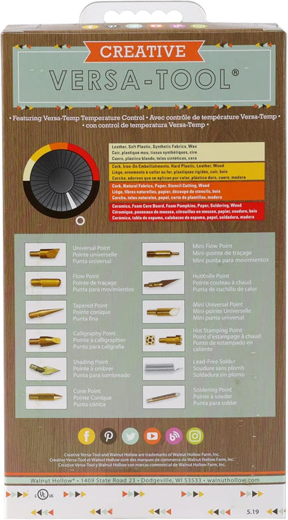 Walnut Hollow Creative Versa Tool with Variable Temperature Control for Woodburning, 11 Points (Tips), Original Version, Basic Pack