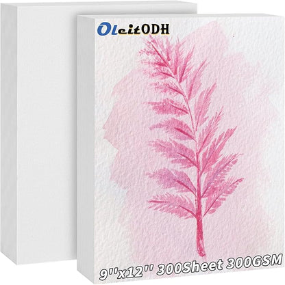 300 Sheets Cotton Watercolor Paper Bulk -140LB/300GSM Art Paper-9 x 12 inch Painting & Craft Paper, Finger Paints, Watercolor, Tempera, Drawing, Art Room & Home School Crafts