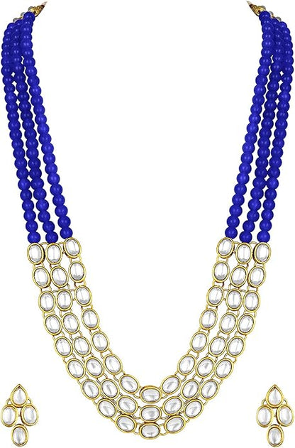 Aheli Indian Traditional Faux Kundan Long Necklace Jewelry Set with Earrings Gift for Women
