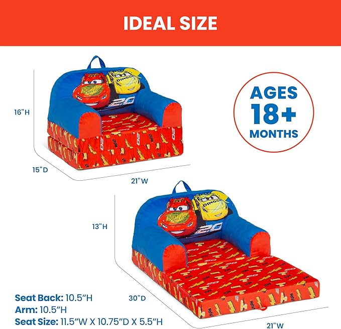 Delta Children - Cars Cozee Buddy Flip-Out Kids Chair, Blue