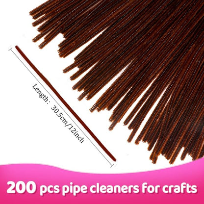 Praisebank Pipe Cleaners for Crafts (200pcs in Brown), 12 inch Long Pipe Cleaners, Brown Pipe Cleaners.…