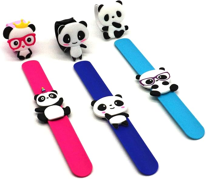 Panda Slap Bracelets for Kids Party Favors-Panda Theme Birthday Decorations(6pack) for Boys&Girls Panda Theme Party Supplies Carnival Prizes Classroom Exchanging Gifts