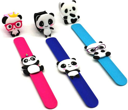 Panda Slap Bracelets for Kids Party Favors-Panda Theme Birthday Decorations(6pack) for Boys&Girls Panda Theme Party Supplies Carnival Prizes Classroom Exchanging Gifts