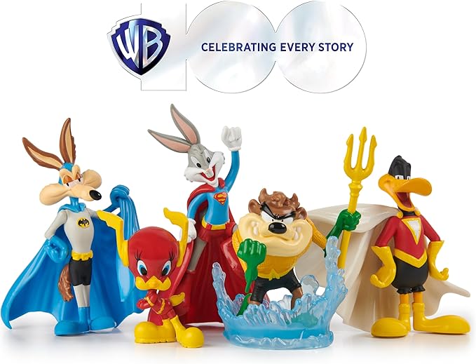 DC Comics, Looney Tunes Mash-Up Pack, Limited Edition WB 100 Yrs Anniversary, 5 Looney Tunes x DC Figures, 4-Inch Superhero Kids Toys for Boys & Girls
