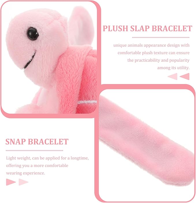 Abaodam Turtle Slap Bracelet Plush Animal Slap Band Toy Hugger Slap Bracelet Cute Wristband for Kids Birthday Party Favors Pink, 10X7.5CM, WJ60386LPW37K722T