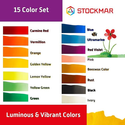 Stockmar Natural Modelling Beeswax -15 Color Beeswax Sheets Set - for Kids,Toddlers, Artists, Waldorf Organic Art Supplies, Non Toxic Beeswax, Non Drying Beeswax Modeling Wax for Homeschoolers