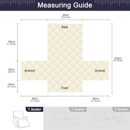 TAOCOCO 100% Waterproof Recliner Chair Cover, Non Slip Recliner Covers for Recliner Chair with Pocket, Washable Reclining Chair Cover Furniture Protector for Kids, Pets(Recliner Chair, Navy Blue)