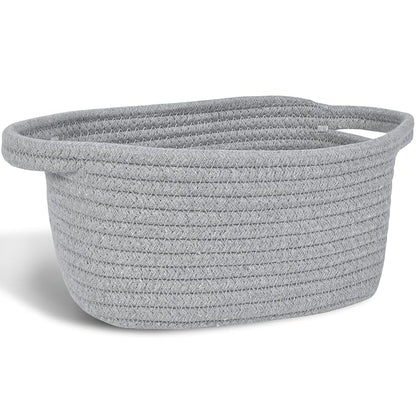 ABenkle Small Storage Basket, Mini Basket, Cute Tiny Cotton Rope Woven Baskets, Shelf Storage, Boho Decorative Toy Storage Bin Gift Baskets