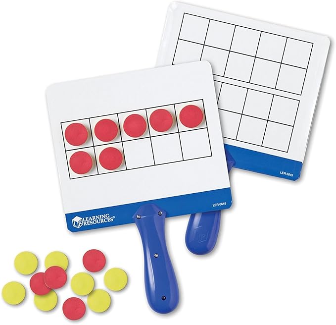 Learning Resources Magnetic Ten-Frame Answer Boards - Set of 4 with 100 Colorful counters/Discs, Ages 5+ | Grades K+ Giant Magnetic Ten Frame Boards Set, Math Manipulatives