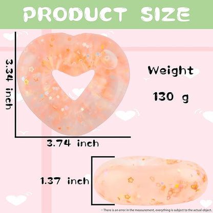 Wearable Squishy Stress Relief Toy, Glitter Heart Stress Relief Toy,Crystal Glitter Bracelet Soft Sensory Fidget Toys,Kids Party Favors,Classroom Rewards,Goody Bag Stuffer (Pink)