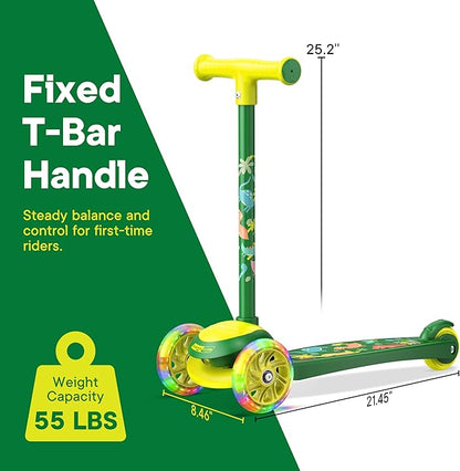 3 Wheel Scooter for Kids, Smooth Light Up LED Front Wheels, Wide Anti Slip Deck, Rear Foot Brake, Easy Lean to Steer Maneuvering, Indoor & Outdoor Ride On Toys for Ages 2 Up,