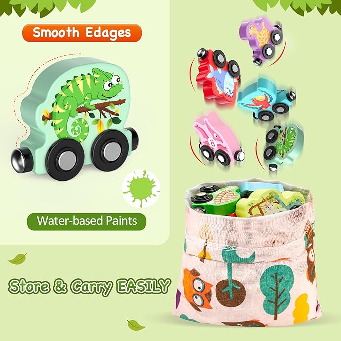 Toys for Toddlers, 11 Magnetic Wooden Animals Train Set, Montessori Toys for Toddlers, Learning Activities, Sensory Toys for Kids, Birthday Gifts for Boys, Girls