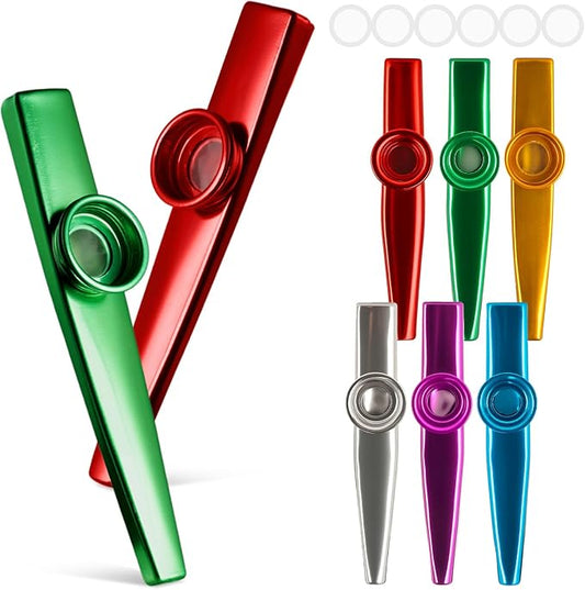 LovesTown Kazoos Musical Instruments for Kids Party Favors, 6 PCS Metal Kazoos Flute for Kids Gift Classroom Prices Birthday Party Favor Gift Bag Fillers Fun Camping Essentials