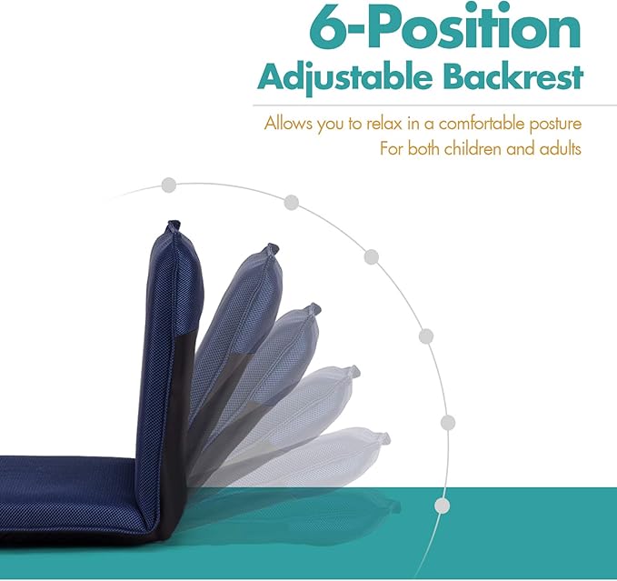 S AFSTAR Adjustable Floor Chair, Cushioned Lounger Recliner with 6-Position Comfortable Back Support & Thick Padded, Lazy Sofa Floor Gaming Chair, Floor Seat for Gaming Reading Meditation (Navy)